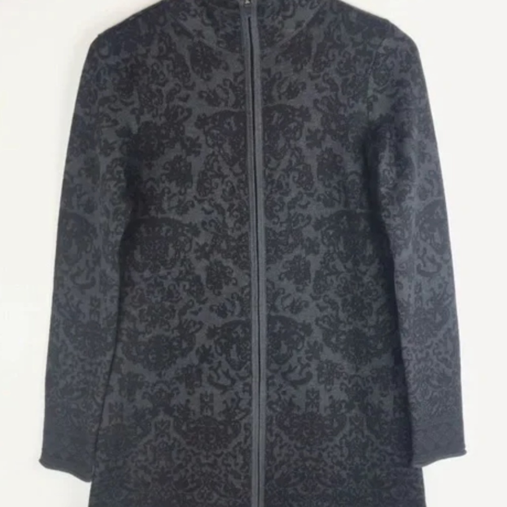 SKYR black gray Double Zip Sweater Knit Tunic Jacket SZ Medium - Picture 9 of 9